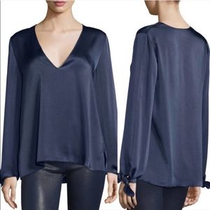 Elizabeth & James Astrid Silky Satin Blue Top XS